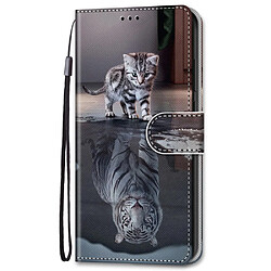 Etui en PU texture croisée, antichoc avec support A25 chat et tigre pour votre Samsung Galaxy A13 4G