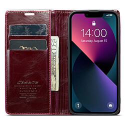 Etui en PU CASEME antichoc, rétro texture cireuse, fermeture magnétique avec support pour votre iPhone 13 6.1 pouces - rouge