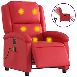 vidaXL Fauteuil de massage inclinable électrique rouge similicuir