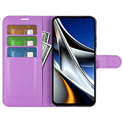 Etui en PU texture litchi avec support, violet pour votre Xiaomi Poco X4 Pro 5G