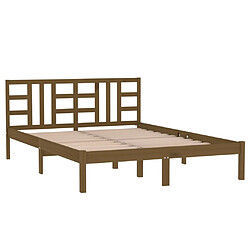 Avis vidaXL Cadre de lit sans matelas marron miel 200x200 cm bois massif