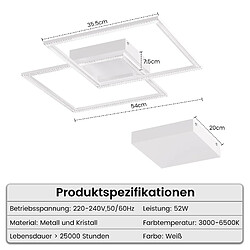 ZMH LED Ceiling Light 2 Modern Square Crystal Design Dimmable with Remote Control 52W pas cher