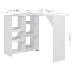 vidaXL Table de bar avec tablette amovible Blanc 138x39x110 cm pas cher