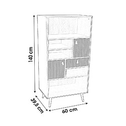 Urban Living Bibliothèque contemporaine effet bois Chelsea - L. 60 x H. 140 cm - Noir