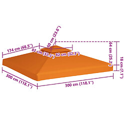 vidaXL Recouvrement de remplacement d'auvent 310 g/m² Orange 3x3 m pas cher