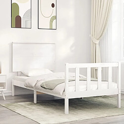 Maison Chic Lit adulte - Cadre Structure de lit avec tête de lit Contemporain blanc simple bois massif -MN85510