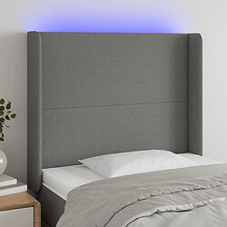 Maison Chic Tête de lit scandinave à LED,meuble de chambre Gris foncé 93x16x118/128 cm Tissu -MN26103