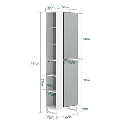 Acheter SoBuy BZR76-HG Meuble Colonne de Salle de Bain Placard Armoire Toilette Haute Etagères de Rangement