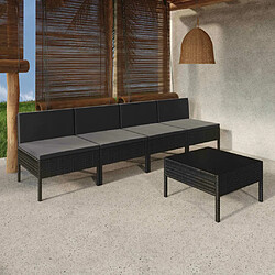 Maison Chic Salon de jardin 5 pcs + coussins - Mobilier/Meubles de jardin - Table et chaises d'extérieur Résine tressée Noir -MN15441