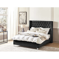 Beliani Lit double en velours noir 140 x 200 cm LUBBON