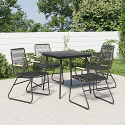 Maison Chic Mobilier à dîner 5 pcs de jardin - Ensemble table et chaises d'extérieur - Salon/Mobilier de jardin classique Noir Rotin PVC -MN33290