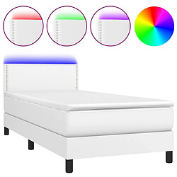 vidaXL Sommier à lattes de lit avec matelas et LED Blanc 90x200cm