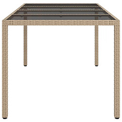 Avis vidaXL Table de jardin Beige 190x90x75 cm Verre trempé/résine tressée