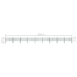 Acheter vidaXL Panneau de clôture avec poteaux Fer 15,3 x 0,8 m Vert