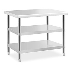 Helloshop26 Table de travail inox - 100 x 70 x 5 cm - 190 kg - 2 tablettes 14_0007330