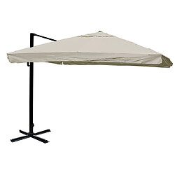 Decoshop26 Parasol déporté pour restauration 3,5x3,5m (Ø4,95m) polyester aluminium/acier 25kg gris crème sans pied 04_0003287