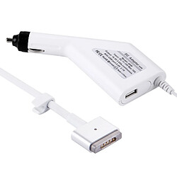 Wewoo Pour Apple Macbook A1465 / blanc A1502 / A1435 / MD212 / MD2123 / MD662, longueur: 1,7 m 60W 16.5V 3.65A 5 broches T style MagSafe 2 chargeur de voiture avec 1 port USB