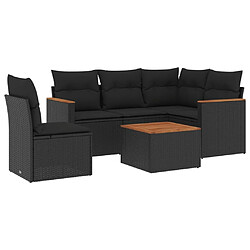 Maison Chic Salon de jardin 6 pcs avec coussins | Ensemble de Table et chaises | Mobilier d'Extérieur noir résine tressée -GKD33997