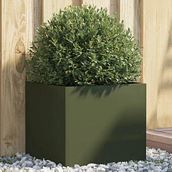 Maison Chic Jardinière,Bac à fleurs - pot de fleur vert olive 42x40x39 cm acier laminé à froid -GKD50496