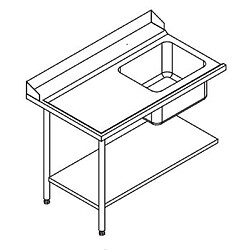 Table de Prélavage Lave-Vaisselle à Capot - Accrochage à Gauche - L 1200 mm - Elettrobar