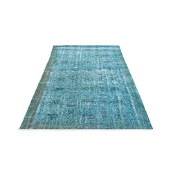 Avis Vidal Tapis de laine 241x140 Bleu Ultra Vintage