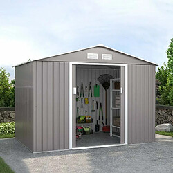 Soana Garden Shed Cabanon gris en tôle robuste solide pour outils de rangement de jardin Ortisei 277x191x202cm