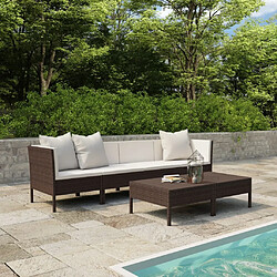 Maison Chic Salon de jardin 6 pcs + coussins - Mobilier/Meubles de jardin - Table et chaises d'extérieur Résine tressée Marron -MN15829