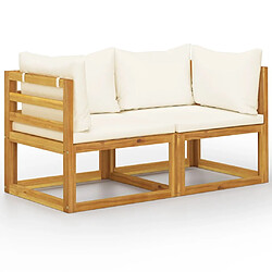 Maison Chic Banc de jardin à 2 places | Banquette de jardin | Chaise Relax avec coussins blanc crème -MN19910