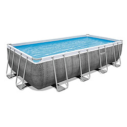 Bestway Piscine tubulaire rectangle power steel 5.49 x 2.74 x h.1.22 m - motif rotin gris