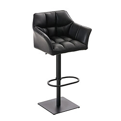 Decoshop26 Tabouret de bar chaise haute de comptoir couture carrées assise en PVC noir cadre en métal noir 10_0004673