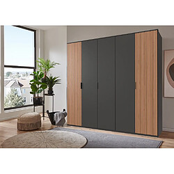 Inside 75 Armoire graphite 5 portes BLEND 2 portes aspect clayettes imit. chêne artisan