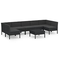 Maison Chic Salon de jardin 8 pcs + coussins - Mobilier/Meubles de jardin - Table et chaises d'extérieur Résine tressée Noir -MN13328