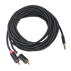 Wewoo Connecteur mâle 3,5 mm à double RCA plaqué or Câble audio tressé en coton noir pour entrée RCA Haut-parleur actifLongueur 10 m