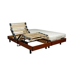 Ensemble relaxation matelas + sommiers electriques decor cerisier 2x70x190 - Mousse - 14 cm - Ferme - TALCA