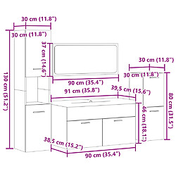 vidaXL Ensemble de meubles de salle de bain 5 pcs chêne sonoma pas cher