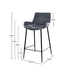 Rendez Vous Deco Chaise de bar mi-hauteur Pirata gris foncé 65 cm (lot de 2)