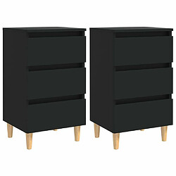 Maison Chic Lot de 2 Tables de chevet,Table de nuit,Table d'appoint pour salon avec pieds en bois Noir 40x35x69 cm -MN52014