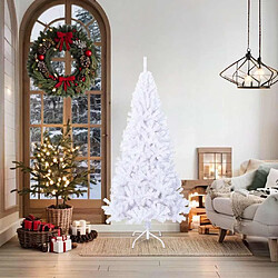 vidaXL Arbre de Noël artificiel avec branches épaisses blanc 180cm PVC pas cher