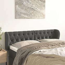 Maison Chic Tête de lit scandinave avec oreilles,meuble de chambre Gris foncé 147x23x78/88 cm Velours -MN83791