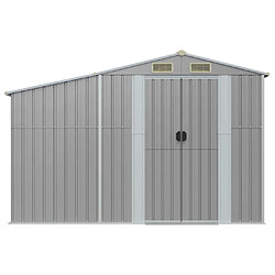 Helloshop26 Abri de jardin cabane cabanon maison de stockage remise extérieur hangar outils robuste 277 x 93 x 179 cm acier galvanisé gris 02_0022239