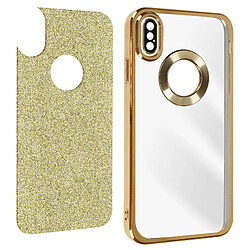 Avizar Coque pour iPhone X et XS Paillette Amovible Silicone Série Protecam Spark Or