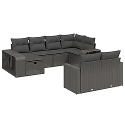 Maison Chic Salon de jardin 10 pcs avec coussins, Ensemble Tables et chaises d'extérieur noir résine tressée -GKD340428