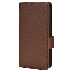 Etui en PU texture litchi, fermoir magnétique avec support, marron pour votre Ulefone Note 10