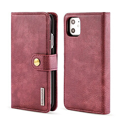 Wewoo Coque Etui en cuir magnétique amovible avec support et fentes pour cartes et portefeuille iPhone 11 rouge