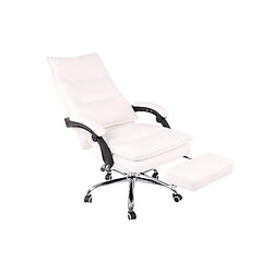 Decoshop26 Fauteuil de bureau avec repose-pied et dossier ajustable en synthétique blanc BUR10389