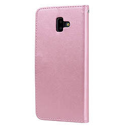 Avis Wewoo Housse Coque Étui en cuir avec rabat horizontal relief Rose pour Samsung Galaxy J6 Plus, support et logements pour cartes porte-monnaie (or rose)