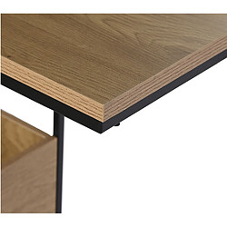 Avis Pegane Table d'appoint en bois MDF naturel et métal noir - Longueur 55 x Profondeur 35 x Hauteur 55 cm