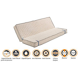 Nuits D'Or Matelas Souple Pour tous Clic Clac + Alèse 120x190 x 15 cm + Latex Naturel sur Face Hiver - Dim Assise 60 cm - 5 zones de Confort - Face été et Ame Poli Lattex Haute Résilience - Hypoallergénique