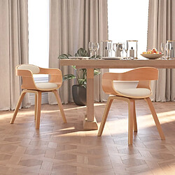 Maison Chic Lot de 2 Chaises à manger,Chaise pour cuisine,Solide Structure crème similicuir et bois courbé -MN74376