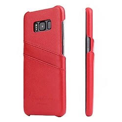 Wewoo Fierre Shann Litchi Texture Etui en cuir véritable pour Galaxy S8 + / G9550, avec fentes pour cartes (rouge)